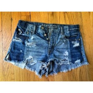 American Eagle Size‎ 4 Hi Rise Festival Shorts Denim Jean Cutoffs